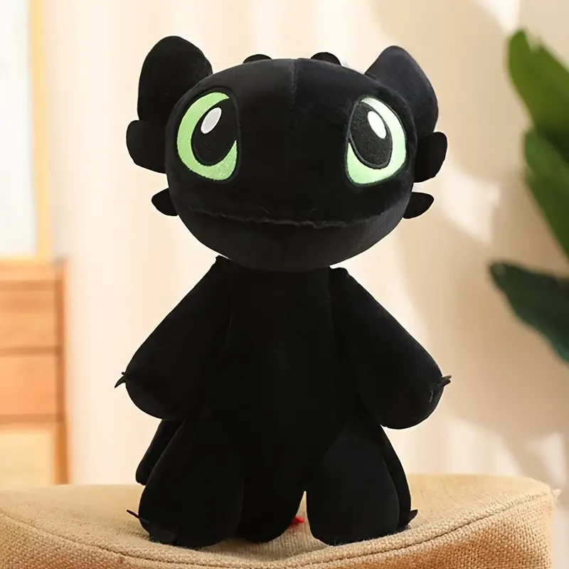 New Cartoon Anime Toothless Dragon Plush Toy, 25cm/9.84 inch Toothless Dragon Plush Doll with Wings, Collectible Kawaii Plush Doll, Unique Gift for Boys and Girls