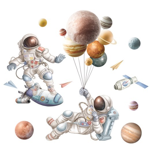 Astronaut Starry Sky Stickers Earth NAS Wall Decoration Background