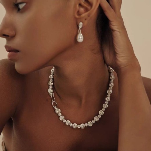 Brushed Beaded Necklace Temperament Clavicle Chain