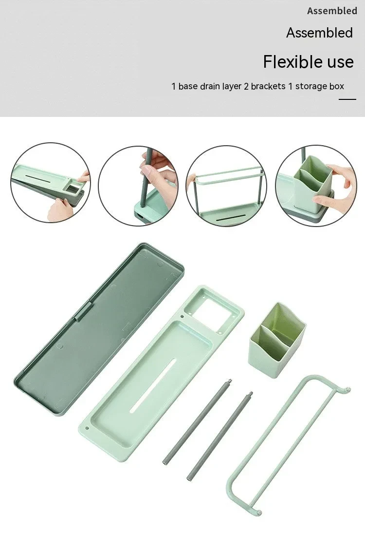 Household Kitchen Sponge And Cloth Steel Wire Ball Draining Storage Rack