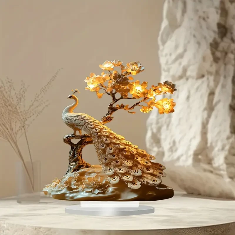 1pc, Peacock Acrylic Tabletop Display Stand, Bohemian Style