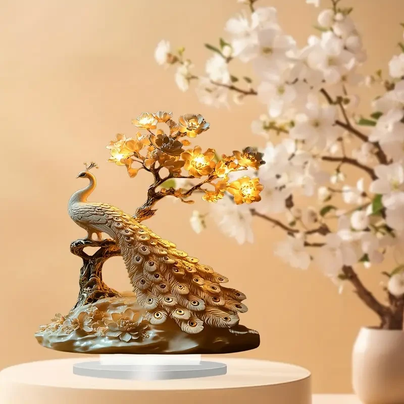 1pc, Peacock Acrylic Tabletop Display Stand, Bohemian Style