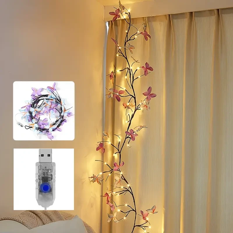 1pc Butterfly Branch LED Wall Light, 129.84cm 30 LEDs USB Powered