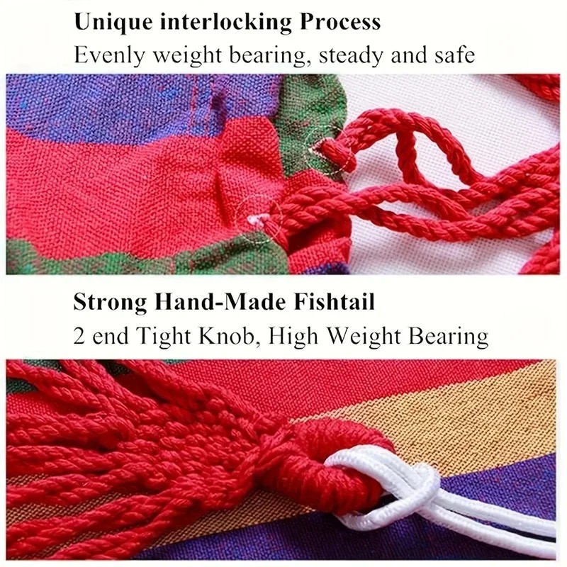 1pc Colorful Striped Canvas Hammock Chair  Durable Indoor/Outdoor Camping Swing Chair