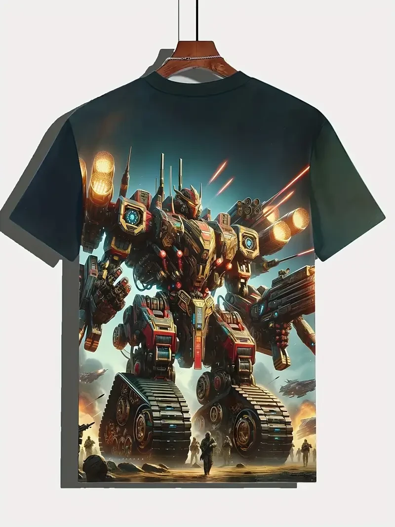Boy's Cool transformers Mecha 3D Print Short Sleeve T-shirt - Active And Stretchy For Kids Summer Outdoor Summer top