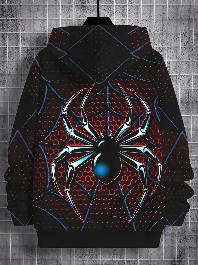 Boys' Cool 3D Spider Print Hoodie - Soft & Breathable, Perfect for Spring/Fall Outdoor Fun & Casual Wear