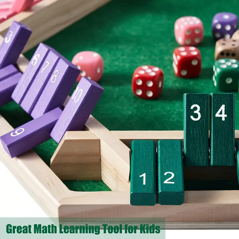 Shut The Box 6-Player Game Set with Extra Dice