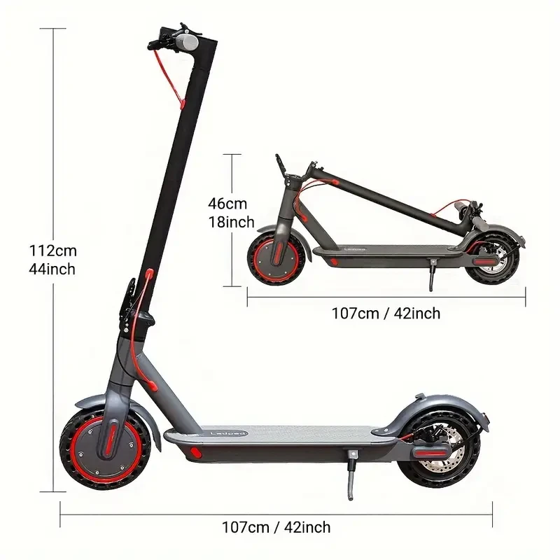 LADPED LP80 350W 36-42V Battery Folding Electric Scooter With 8.5" Anti-skid Solid Tyres, Electric Scooter With 19 Miles Long Range, 15.5MPH High Speed &3 Speed Modes Foldable Commuting Electric Scooter For Adults