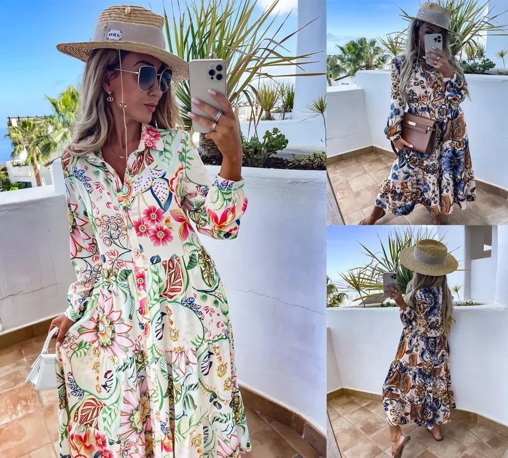 Women's Fashion Special V-neck Printed Dress