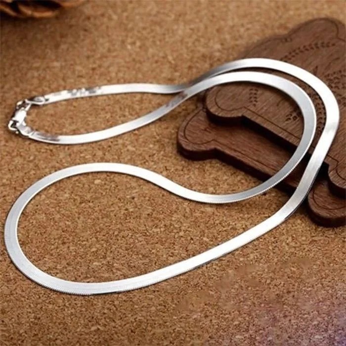 New 925 Sterling Silver 4MM Blade Chain Necklace