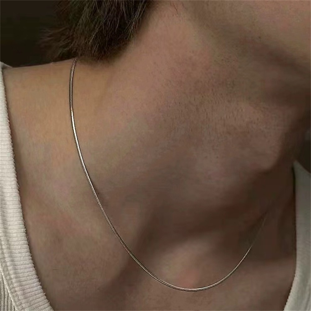 1.2mm Silver Color Stainless Steel Snake Bone Chain Necklace