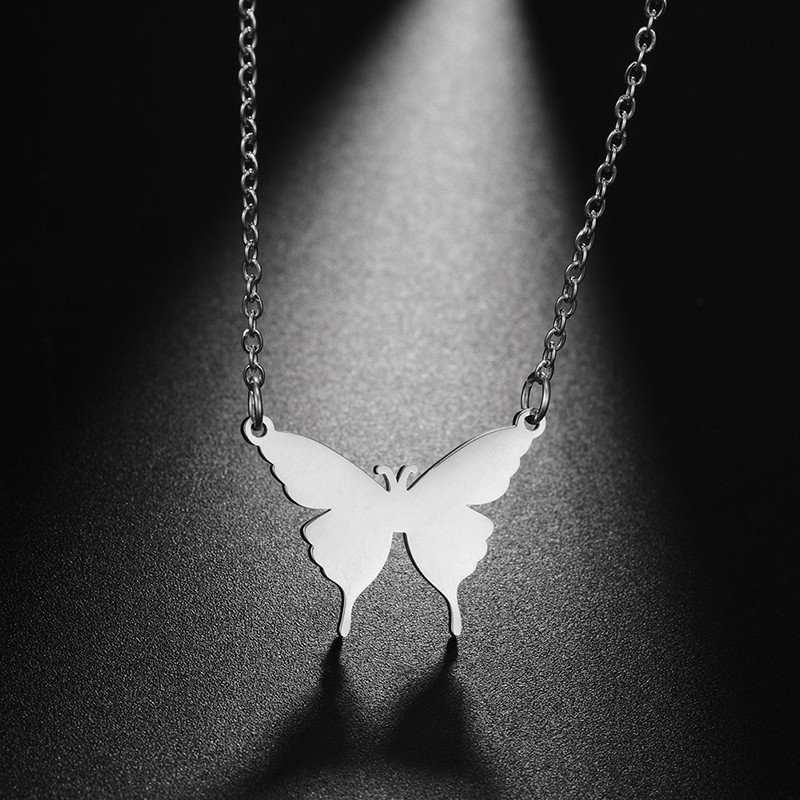 Fashion Stainless Steel Gold & Silver Butterfly Pendant Necklace