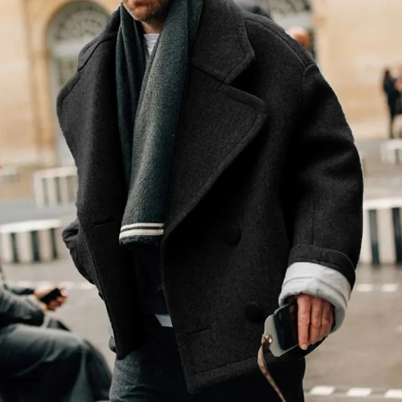 Autumn And Winter Street Fashion Short Large Lapel Woolen Coat