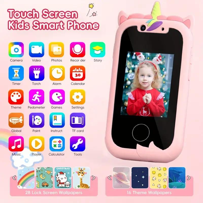 Children's Portable Learning Mobile Phone Toys, Children's Smartphone Toys For Girls, Music Player With Dual Cameras, With Game Alarm Clock Functions, Back To School, Children's Birthday Gift