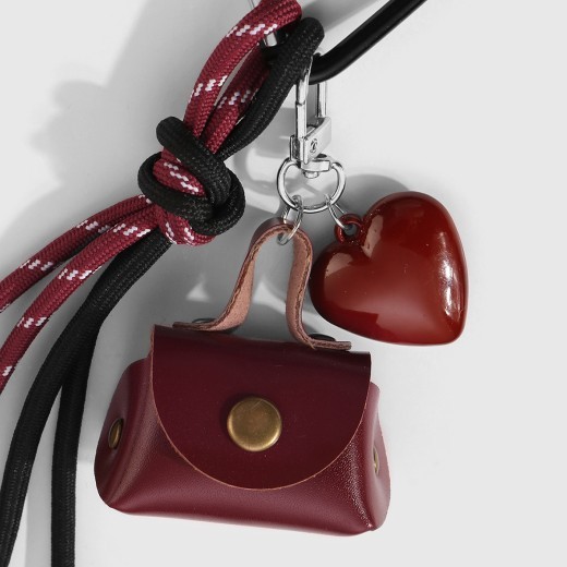 Fashion Sweet Beautiful Cool Fur Ball Bow Love Heart Pouch Keychain