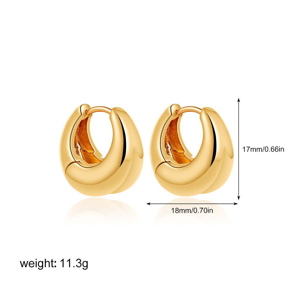 18K Gold Geometric Glossy Double Layer Round Ring Earrings