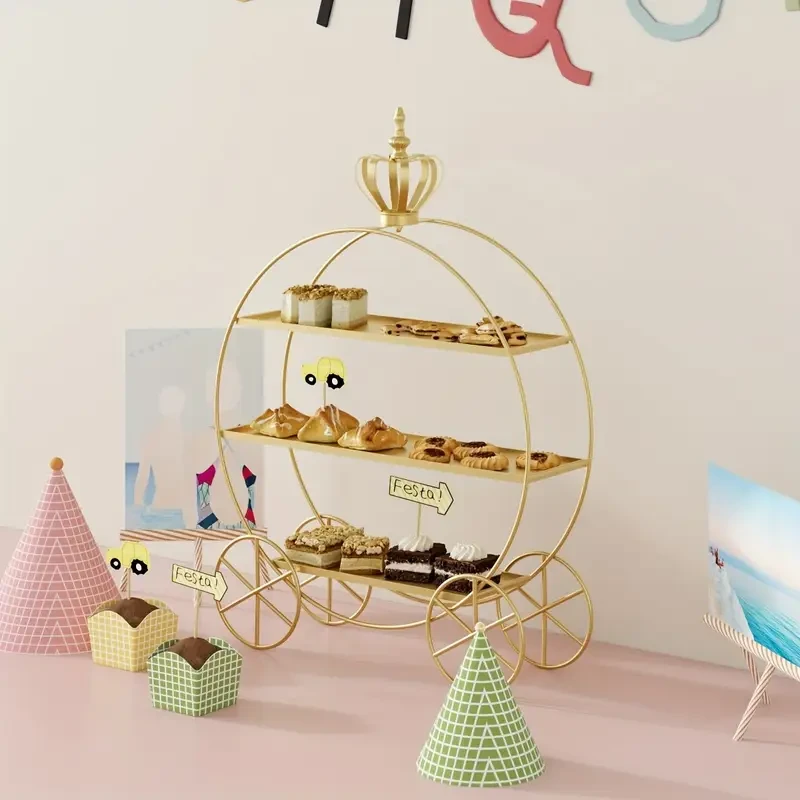 Golden European Style Crown Dessert Table Display Stand