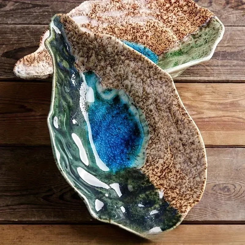 2pcs Oyster Shell Shaped Ceramic Dessert Plates