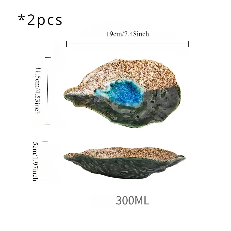2pcs Oyster Shell Shaped Ceramic Dessert Plates