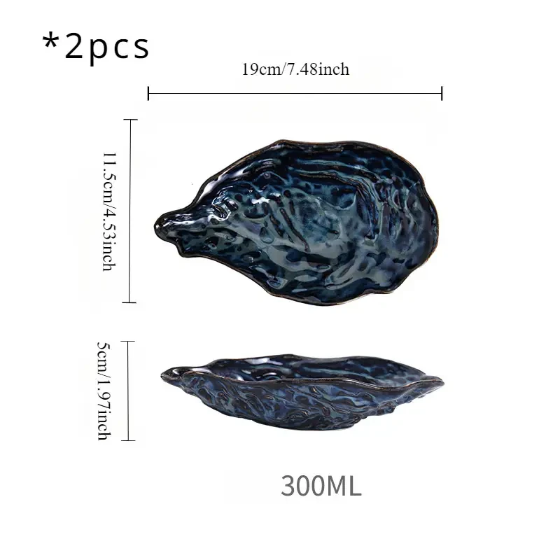 2pcs Oyster Shell Shaped Ceramic Dessert Plates