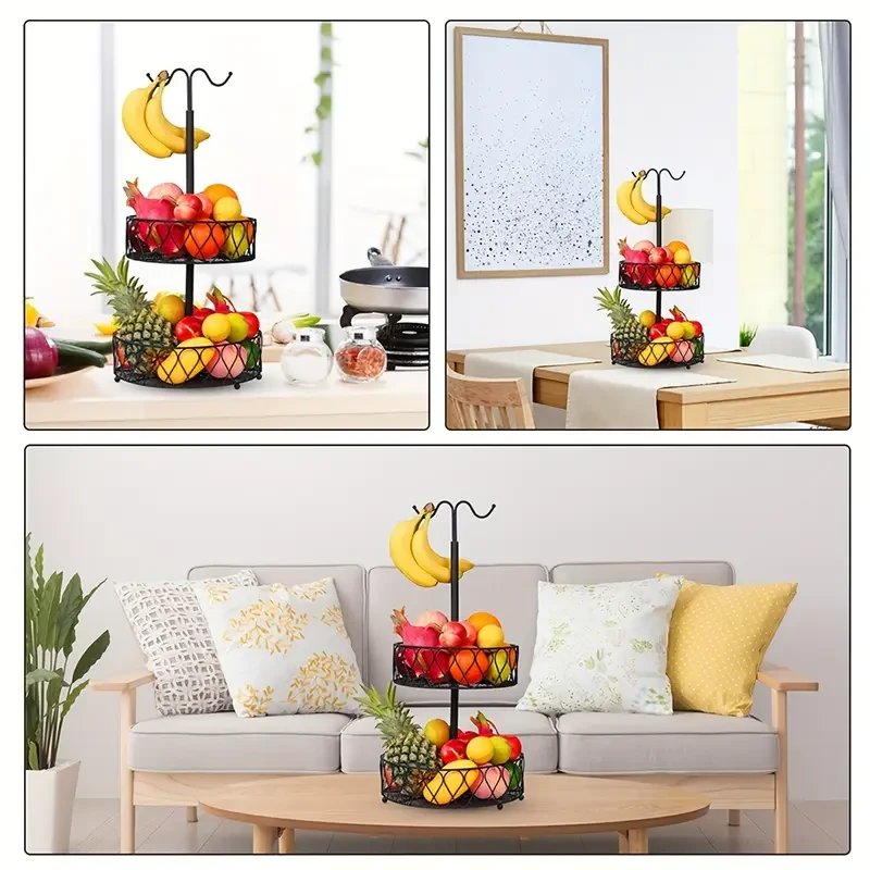2-Tier Fruit Basket Bowl With Banana Hanger