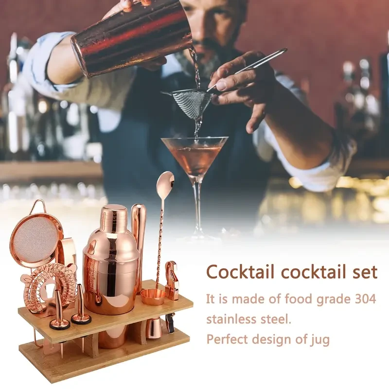 11pcs Rose Golden Cocktail Shaker Set
