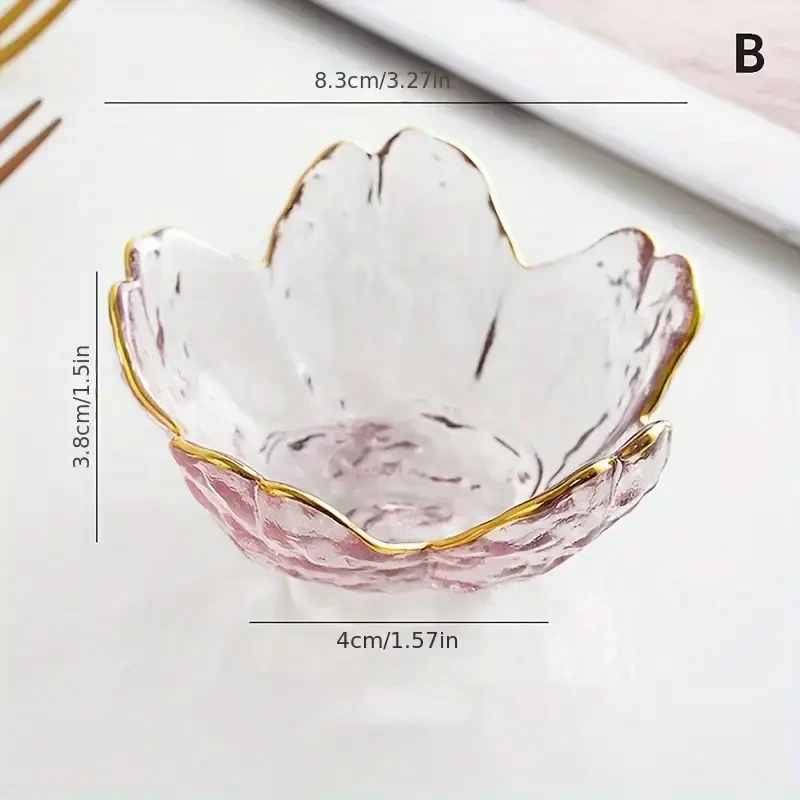 6pcs Cherry Blossom Glass Dipping Sauce Dishes with Golden Rim
