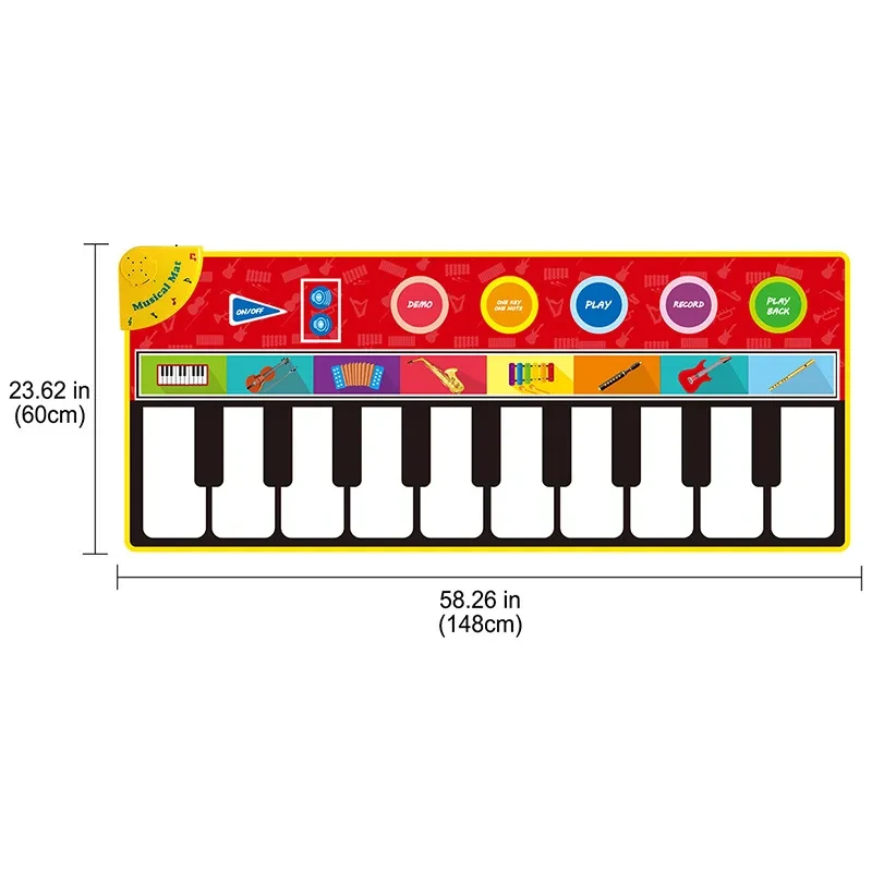 148 * 60cm children''s super large piano music blanket baby dance blanket music carpet piano game mat cross border