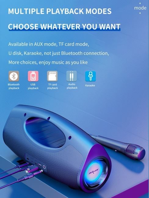 Bluetooth speaker, Zealot P1, 40W Loud Speaker,8000mAh, With Wire Microphone,