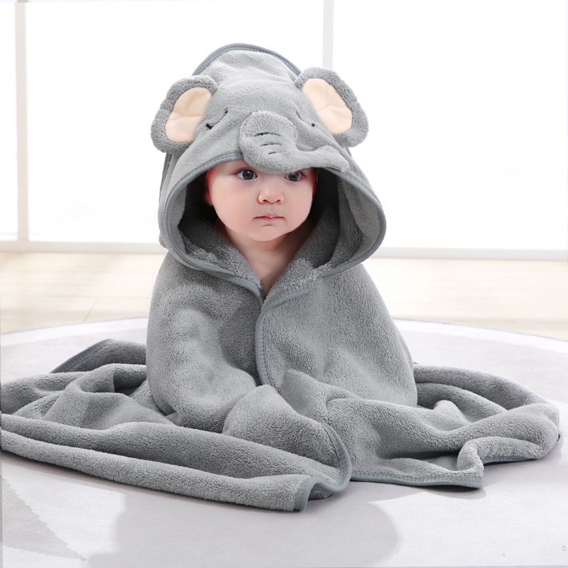 Cartoon Animal Baby Bath Towels Soft Newborn Hooded Towel Blanket, Toddler Bathrobe