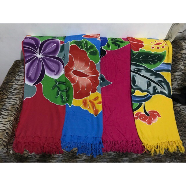 Bali Beach Cloth First Quality Cloth Painting Flowers MST 1