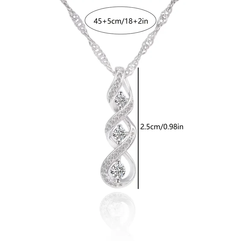925 Sterling Silver Moissanite Three Strands Twisted Rope Pendant Necklace