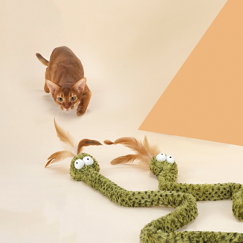 Snake Cat Teasing Stick Cat Toy Cat Teasing Artifact Cat Cat Supplies Self-hi To Relieve Boredom Feather Long Pole