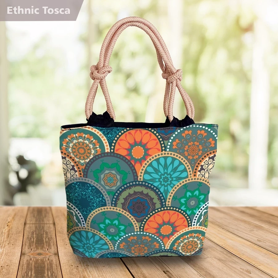 Totebag Batik Printing Ethnic Motif Tribal Tropical Floral Flower Tosca flower