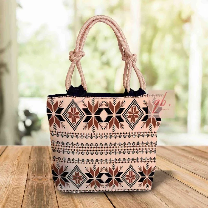 Totebag Batik Printing Ethnic Motif Tribal Tropical Floral Flower Tribal Brown