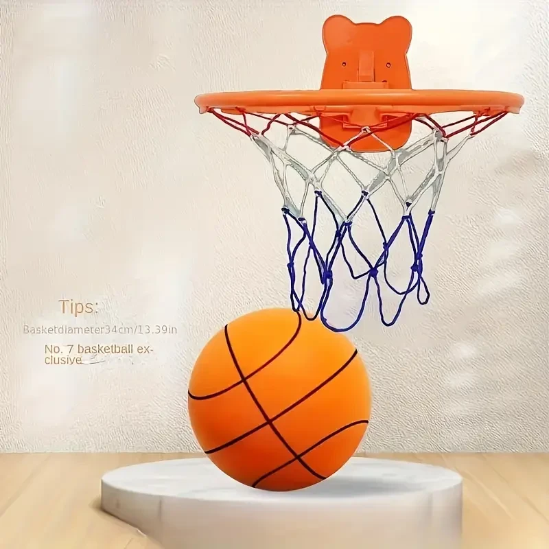 Silent Indoor Basketball Hoop Set - Foldable, Large 34.04cm Rim, Orange Sports Equipment