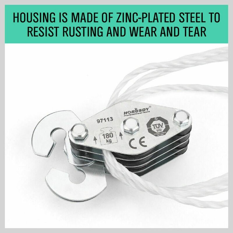 20M Cargo Lifting Rope Winch Hoist Pulley Puller Set