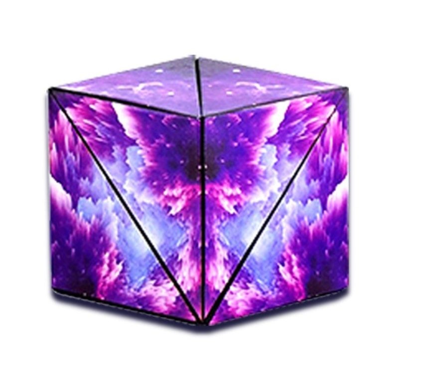 3D Magic Cube Puzzle Shape Shifting Box Magnetic Fidget Toy, Purple.