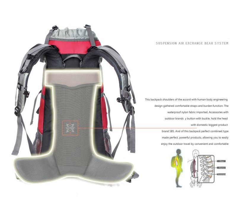 50L Tramping Pack Back Pack Bag Grey