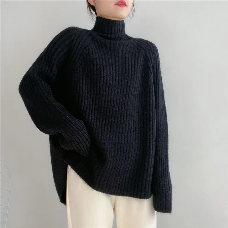 Half Turtleneck Sweater Women Loose Padded Sweater