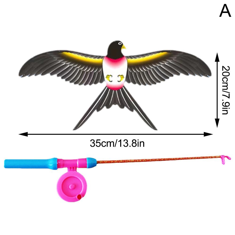 Childrens Kite Toy  Cartoon Eagle & Butterfly Foldable Mini Kite with Hand Brake & Fishing Rod