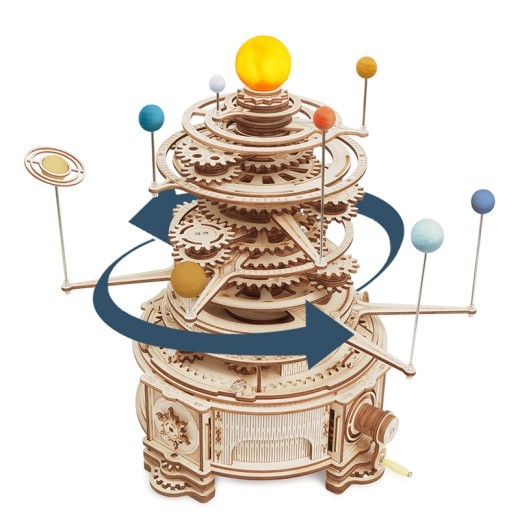 Robotime Rokr 316PCS Rotatable Mechanical Orrery DIY Wooden Model Building Block Kits Assembly Toy Gift For Children ST001