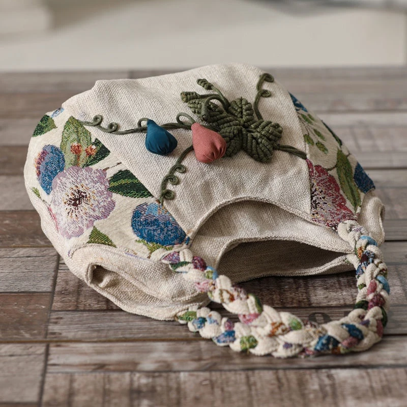 Ethnic Style Woven Handbag with Multiple Layers, Gourd Women's Bag, Casual Three-Dimensional Canvas Handbag