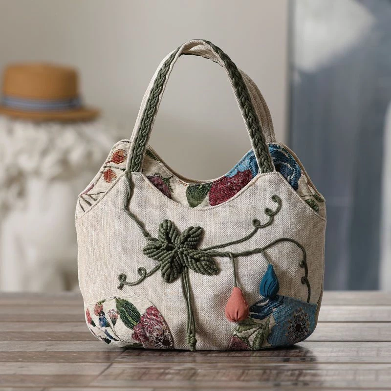 Ethnic Style Woven Handbag with Multiple Layers, Gourd Women's Bag, Casual Three-Dimensional Canvas Handbag
