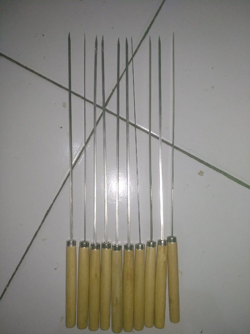 Stainless Skewer Tool BBQ Grill Iron skewer 35cm skewer wood stick skewer barbeque stick