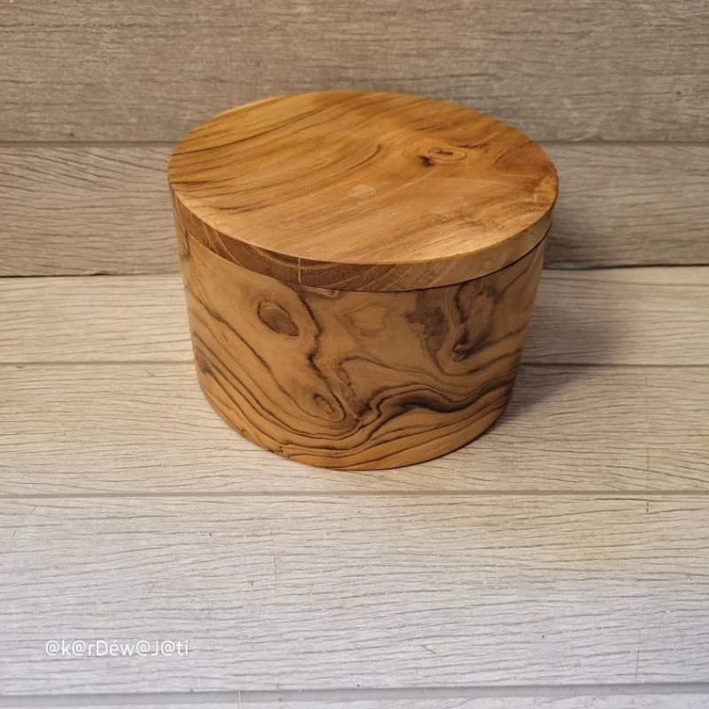 Round Teak Wood Lunch Box