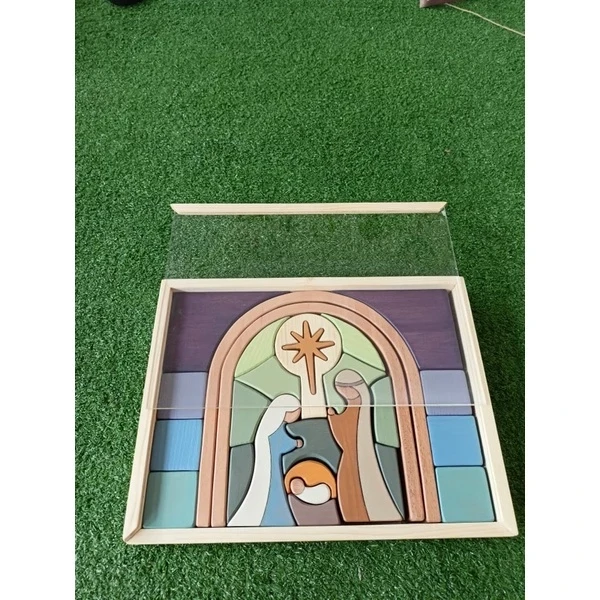 Nativity Puzzle Block with Acrylic Cover by Asa Wooden Toys