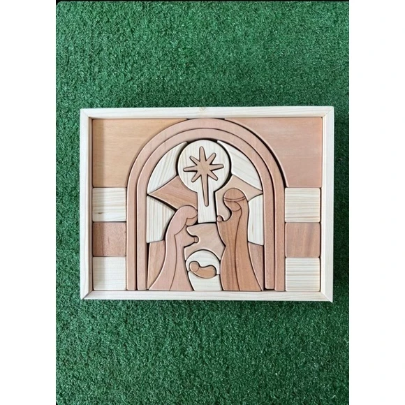 Nativity Puzzle Block with Acrylic Cover by Asa Wooden Toys