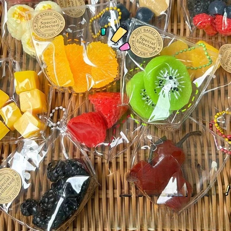 Kawaii Squishies Mochi Decompression Simulation Fruit Toys - Antistress Squeeze Keychain for Kids Party