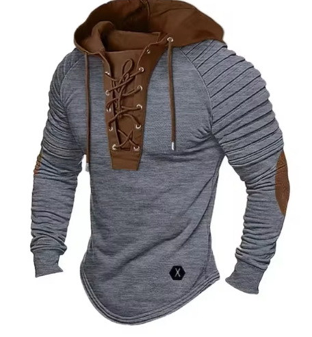 Vintage Lace-up Drawstring Hoodie